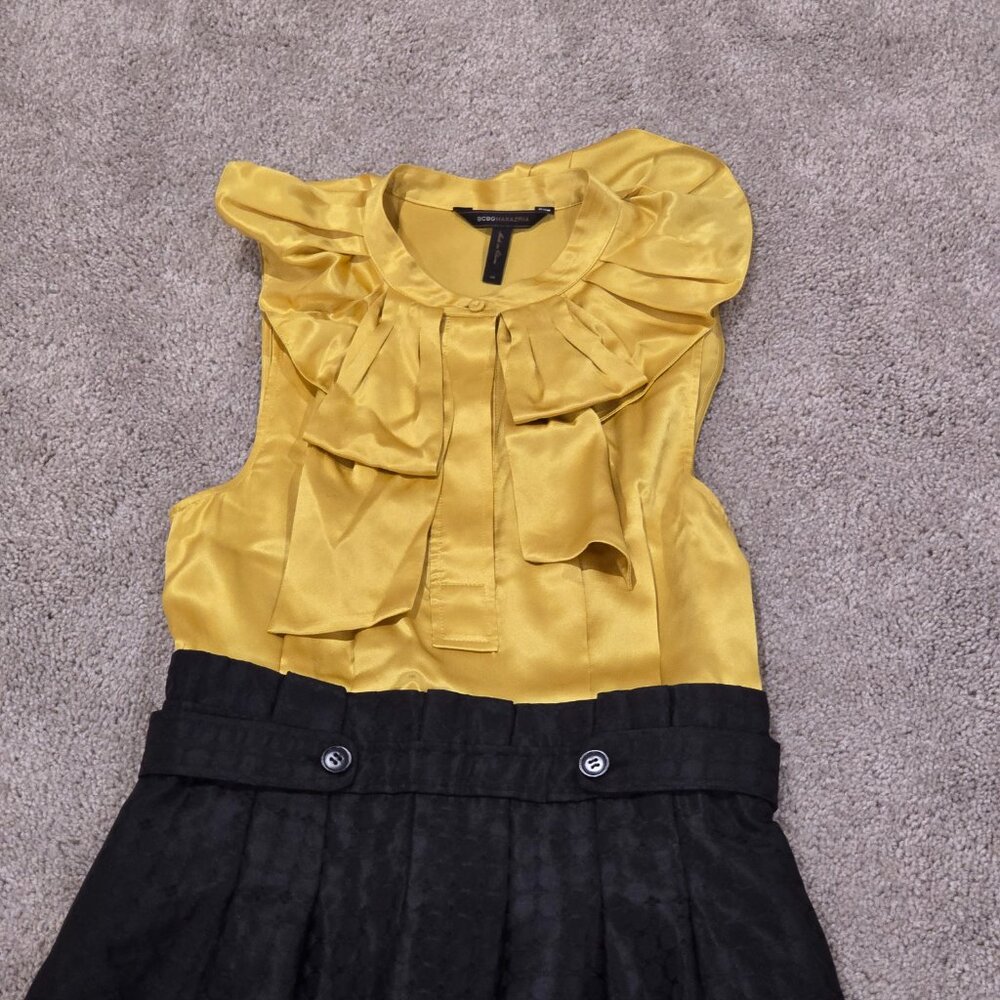 BCBG Max Azria | Sleeveless Career Dress | Yellow and Black | Size 4 - Picture 3 of 12